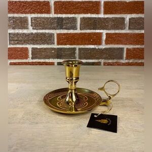 NEW Partylite P0201 Brass Gold Saucerlite Chamberstick Taper Holder